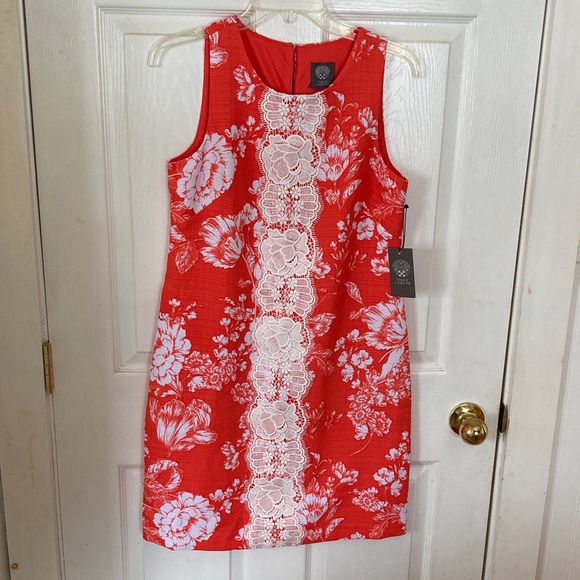 Vince Camuto Dresses & Skirts - Vince Camuto Orange Floral Lace Insert Dress